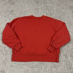 Everlane Sweatshirt Womens XS Red Fleece Lined Lounge Organic Cotton *Flaw
